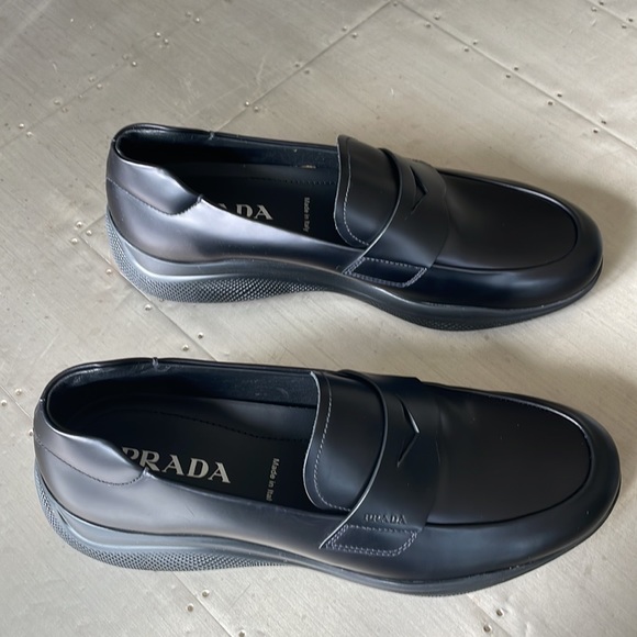 Store display Prada lug sole penny loafers black Oxford flats sz UK 8/US 9 - Picture 3 of 11